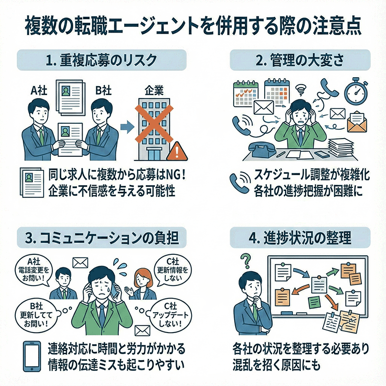 複数の転職エージェントを併用する際の注意点
